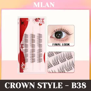 MLAN B38 Crown Style Tanpa Lem Bulumata Palsu Serat Kapas Hitam Pekat C Curl 10–12mm [Dua Variasi Tersedia]