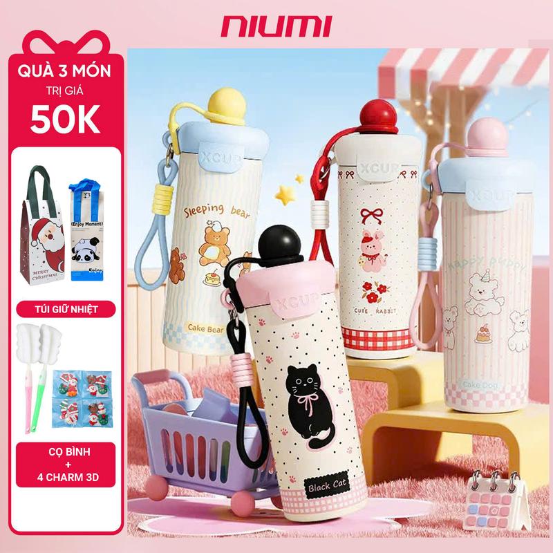 <Tặng Túi Giữ Nhiệt> Bình giữ nhiệt XCUP NIUMI ống hút mới INOX 316 dung tích 600ml màu gradient dành cho học sinh sinh viên