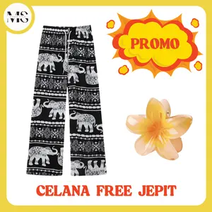 TMS CPG458 Celana Mihu Gajah Panjang Wanita Kulot Motif Batik Salur Bahan Rayon