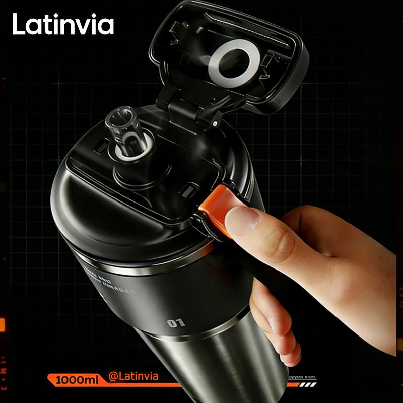[LATINVIA x VINHBANHBO deal 9k] 1801 - 1802 Bình giữ nhiệt Latinvia 2026 mới, dung tích 1000ML, mở nắp một chạm, chất liệu thép không gỉ 304, an toàn khi sử dụng trong xe, giữ nóng lạnh, uống bằng ống hút hoặc uống trực tiếp, có quai xách tiện lợi