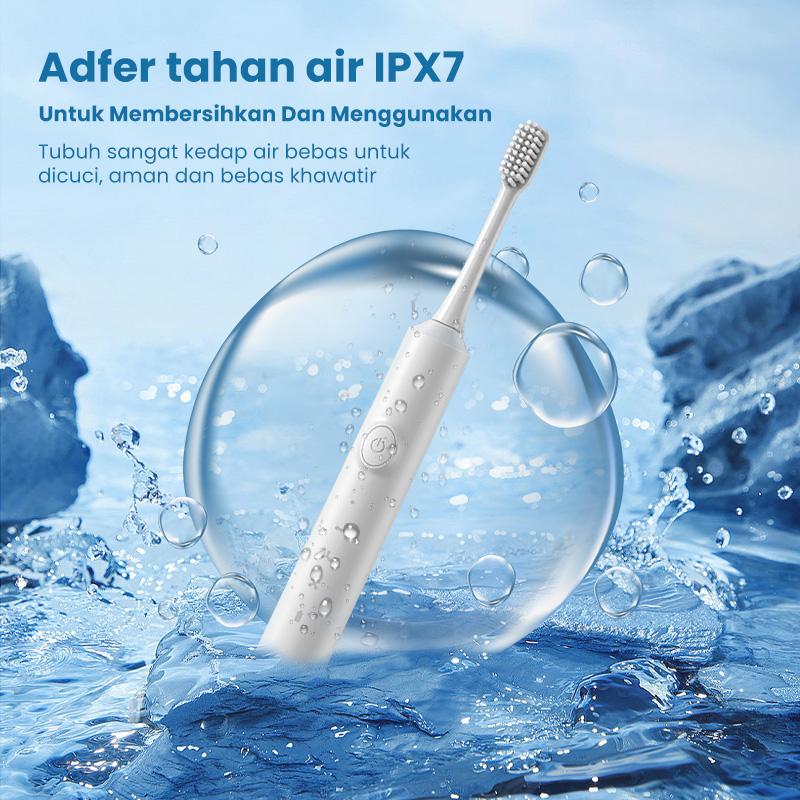 Aolida Sikat Gigi Elektrik 2 in 1 Pembersih Karang Gigi Sikat Gigi Elektrik Dewasa Dental Care Waterproof IPX7 Ultrasonic Vibration 6