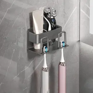 Rak Sikat Gigi dan Gelas Wall Mount Toothbrush Holder Aluminium