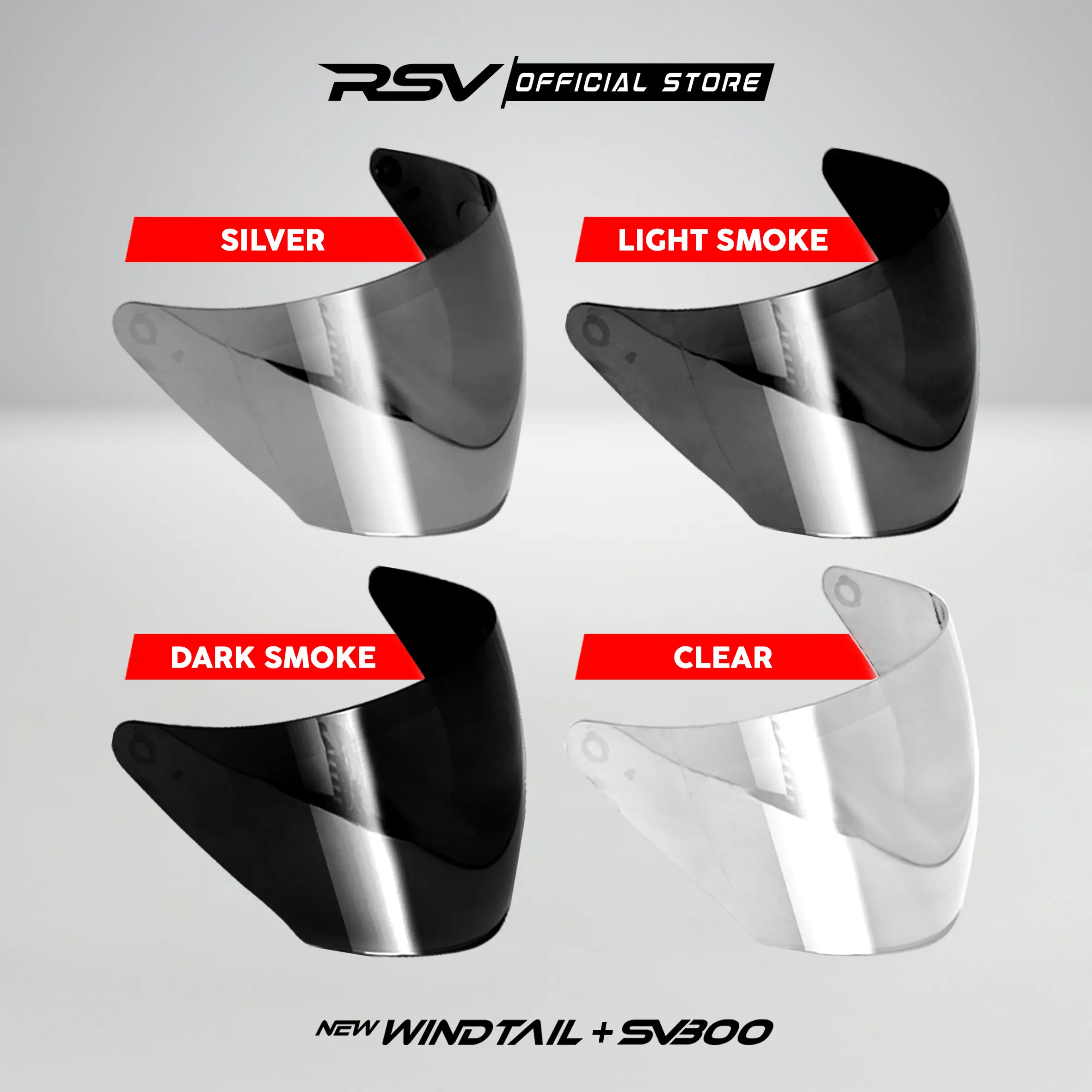 VISOR RSV SV300 DAN NEW WINDTAIL ( DARK SMOKE, LIGHT SMOKE, SILVER, BENING )