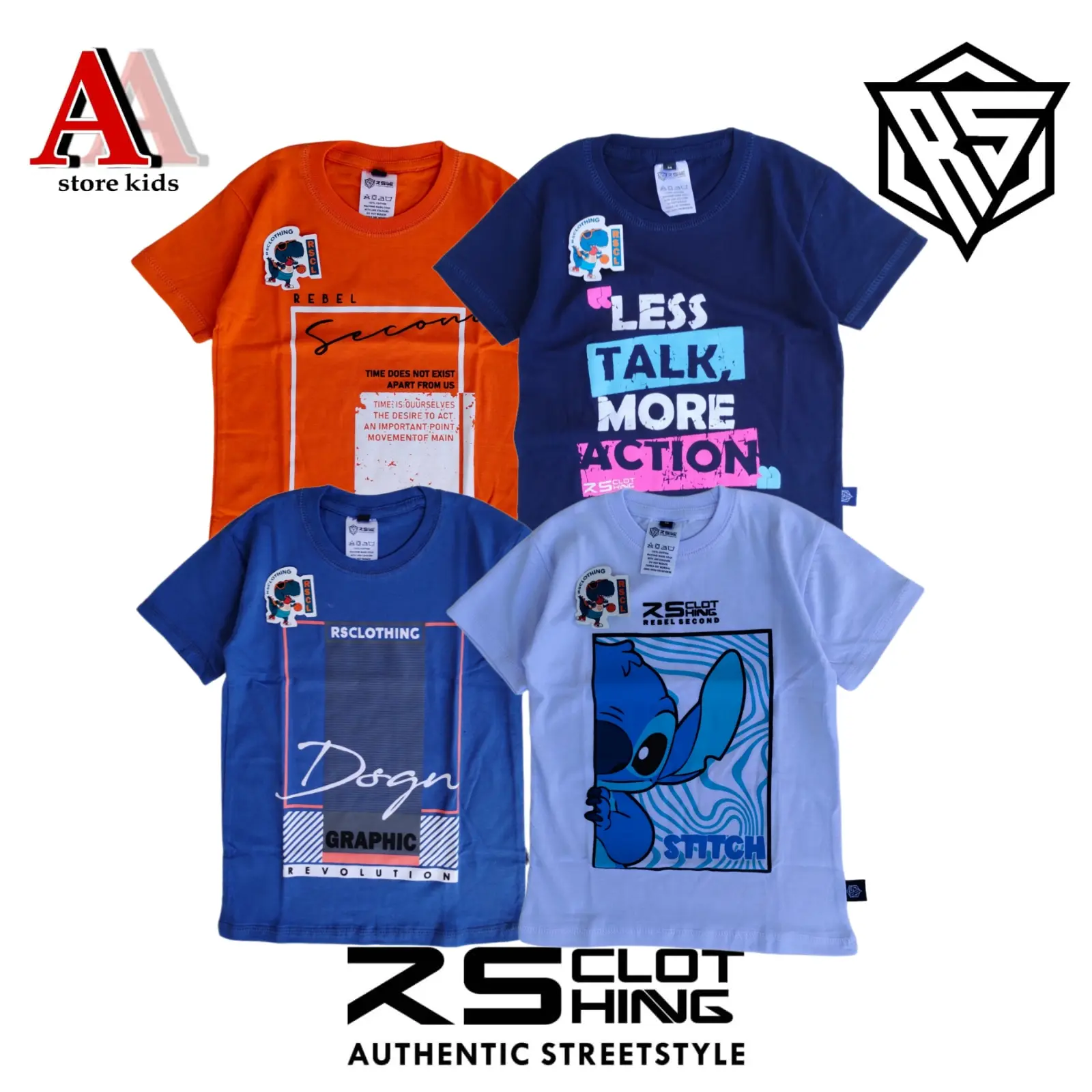 Paket 4pcs kaos distro anak laki laki perempuan usia 4-14 tahun bahan katun 30s / aa store kids