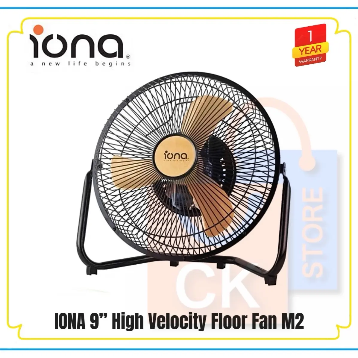 Iona 9” High Velocity Floor Fan [Typhoon M2 - GLTM 02] - (1 Year Warranty)