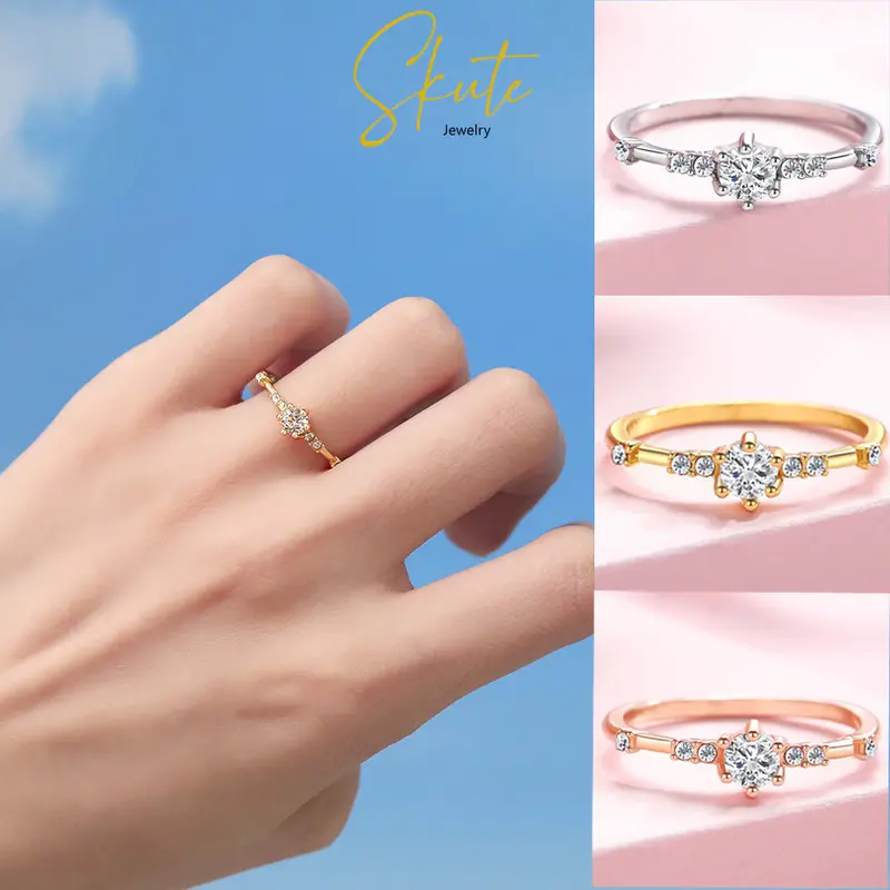Cincin Berlian Kristal Zircon Sederhana Penuh Berlian Rings 1