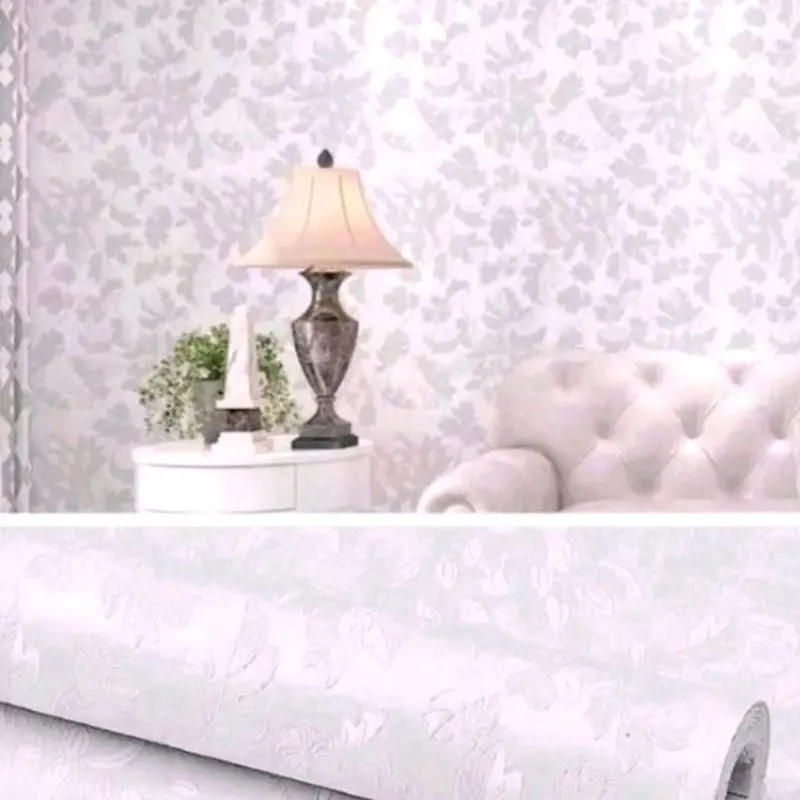 PROMO 1 PAKET isi 4 pcs Wallpaper Sticker Dinding Kamar Motif Salur Salur Gelombang & Salur Kecil Warna Abu Silver Putih Daun Pink Daun Pink Salur Putih Salur Biru Salur Krem Salur Kertas Bahan PVC 8
