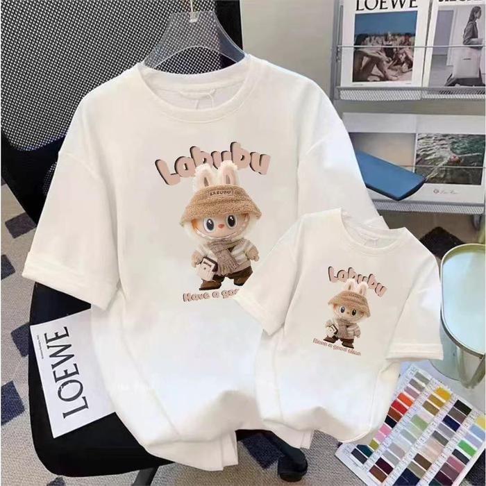 Promo Baju Keluarga Motif Kartun Labubu Lucu dengan Tulisan Labubu Kaos ...