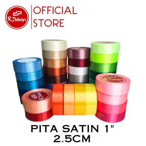Pita Satin 1" 2.5cm Saten  1 Inch Kain Polos Souvenir Garmen Parcel Hampers Per ROLL
