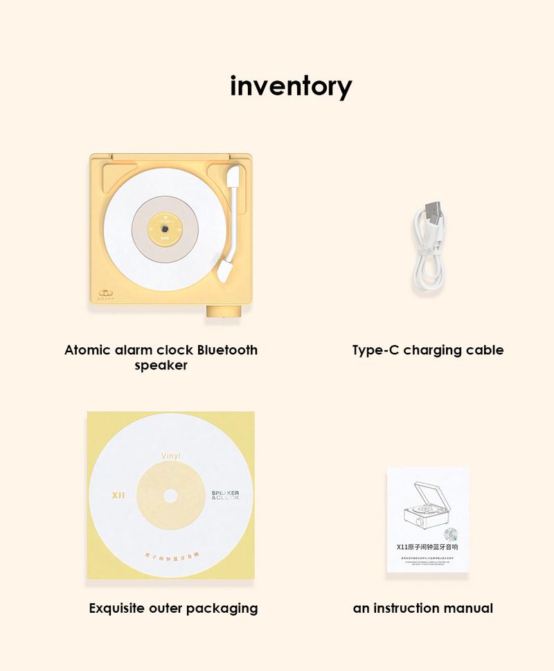 Product Introduction of New alarm clock speaker multifunctional atomic Vintage vinyl Bluetooth speaker phone computer desktop small audio Retro Stereo for Smartphone 33