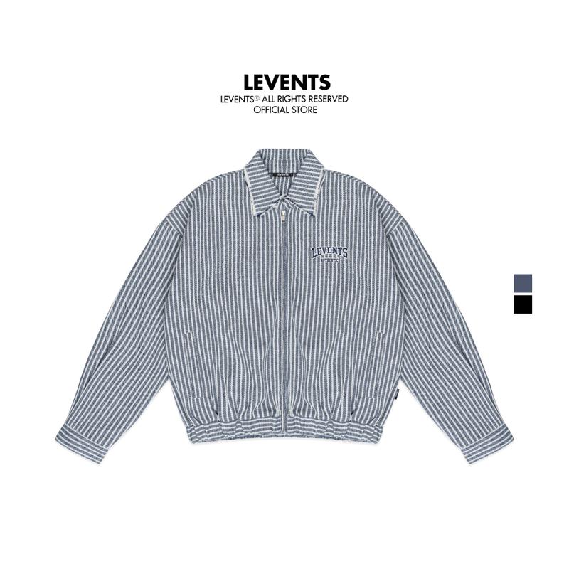 Áo Khoác Levents Striped Boxy Khaki Jacket Chất Poly Pha Cotton Cứng Cáp Unisex