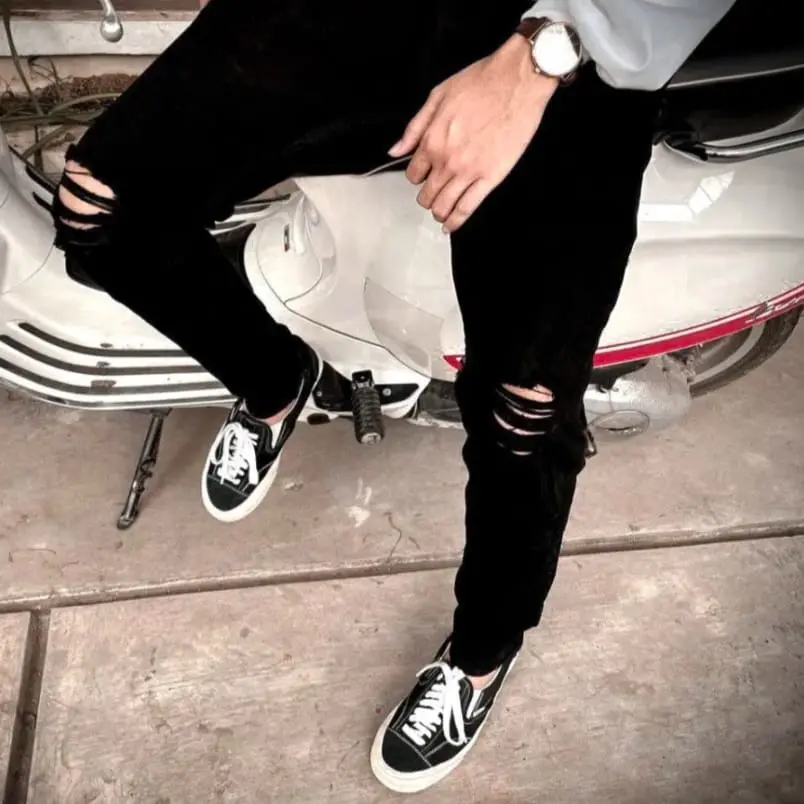 Celana Jeans Pria sobek lutut robek ripped destroy premium softjeans streetch melar slimfit skinny / Celana Jeans Pria Sobek Lutut Ripped Skinny Destroy Melar Distro / Celana Jeans sobek lutut robek ripped Hitam destroy premium