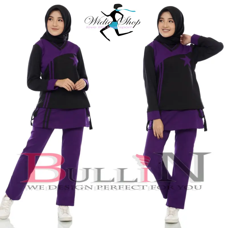 BULLIN | Setelan senam olahraga wanita muslimah hitam merah 4