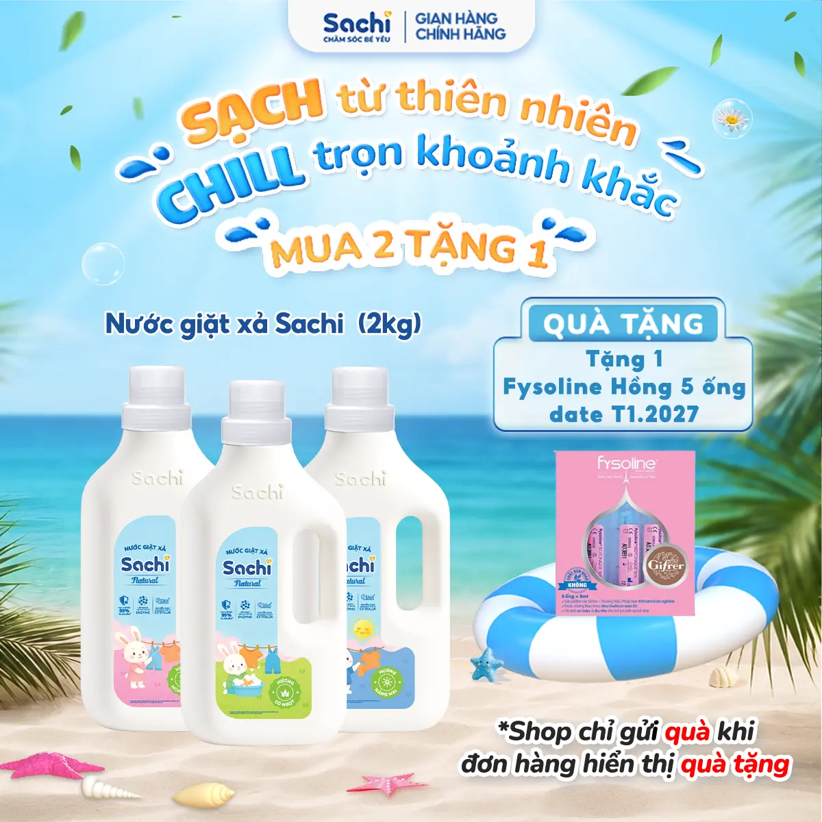 Nước giặt xả Sachi cho bé dung tích 2 lít giúp làm sạch chất bẩn, giữ màu sợi vải