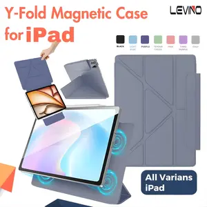 LEVINO Cover Magnetic Magnet Dua sisi Tanpa bingkai Y-Folding For iPad Air 6 M2 2024 10th Gen Air 4th 5th 10.9 Air Pro 13 inch Multi Angle Rotation