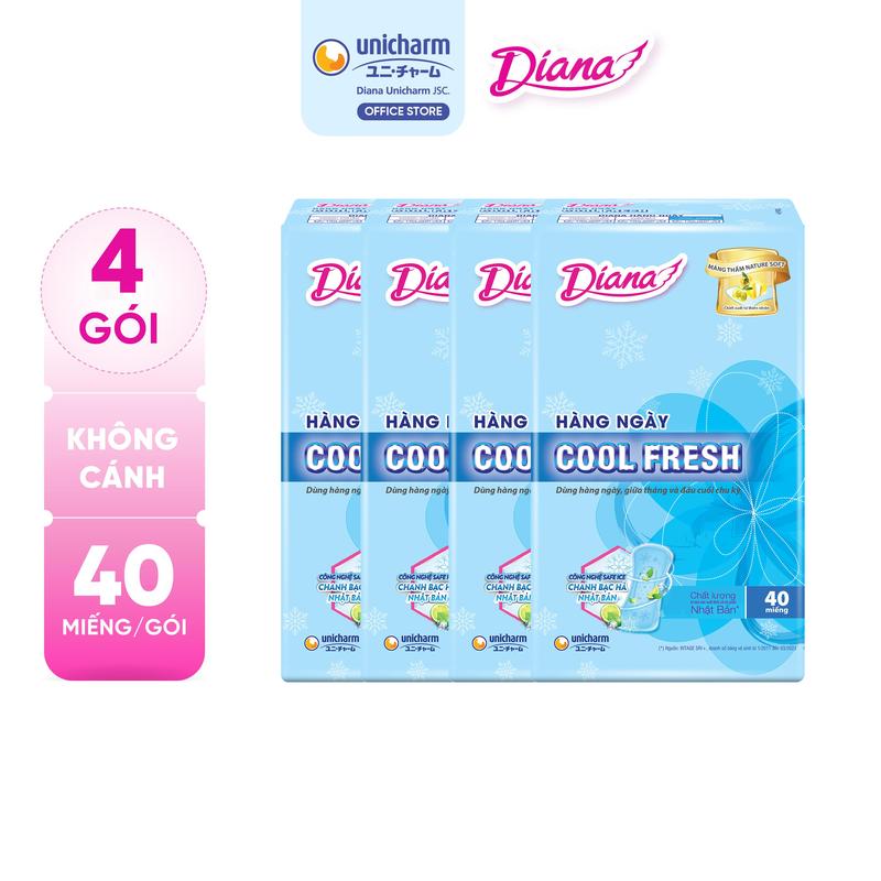[COMBO 4] Diana Băng vệ sinh hàng ngày Sensi Cool Fresh 40 miếng/gói (bao bì ngẫu nhiên)