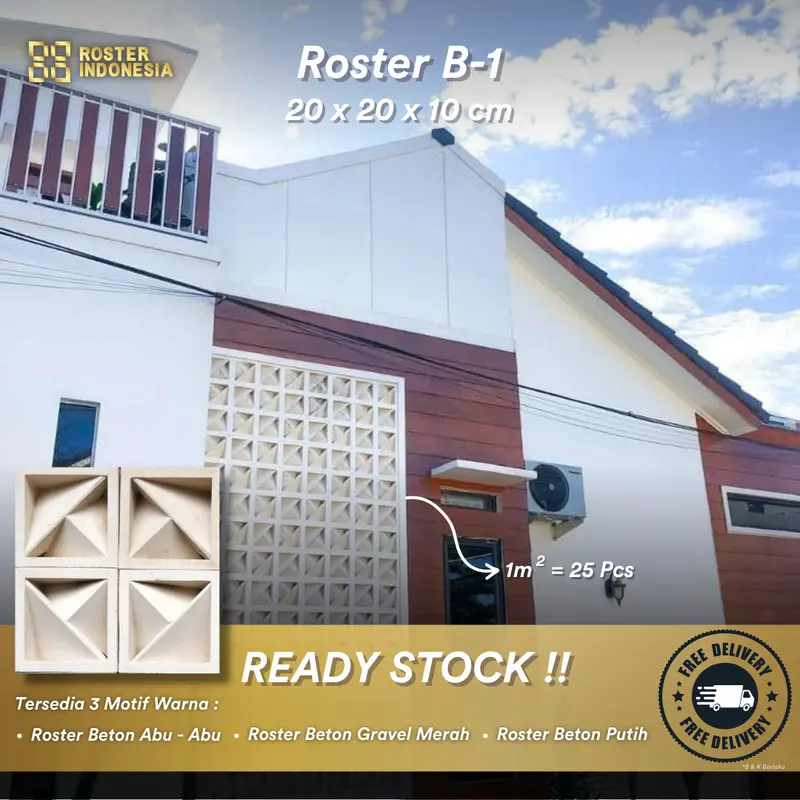 Roster Dua Sisi, Roster Beton Dua Sisi, Ukuran 20 x 20, Roster Indonesia 1