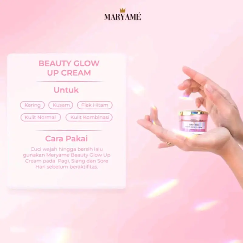 Krim Siang Maryam Bauty Glow Up untuk Mencerahkan Wajah - Pelembab, Vitamin, Perawatan, Pencerah, Hitam - Mengencangkan, Kusam, Bopeng, Muka 3