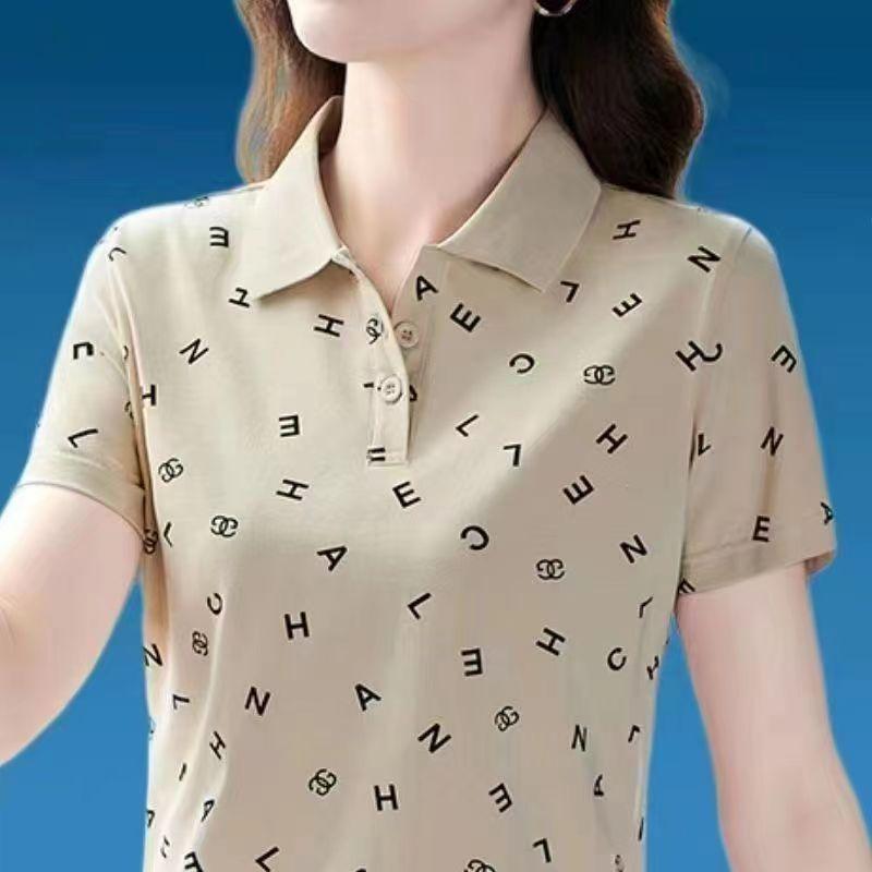 2024 Clearing and Picking up Leaks~Tail Order Big Brand Cut Label Flip Collar Short sleeved T-shirt Women's Leading Slimming Polo Top 0