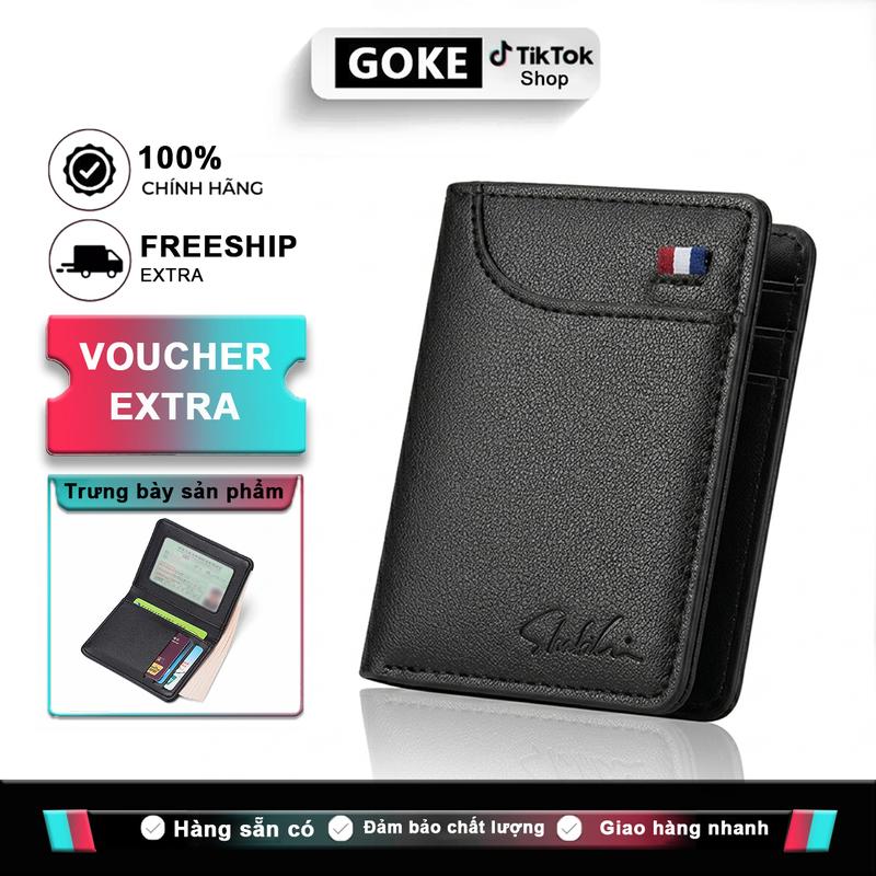 Goke Ví ví nam, hộp đựng thẻ, ví đứng, túi đựng tiền xu, nhiều ngăn thẻ, siêu mỏng và dễ mang theo, phong cách và đẹp mắt, dung lượng lớn và đa chức năng, làm từ da PU chất lượng cao.