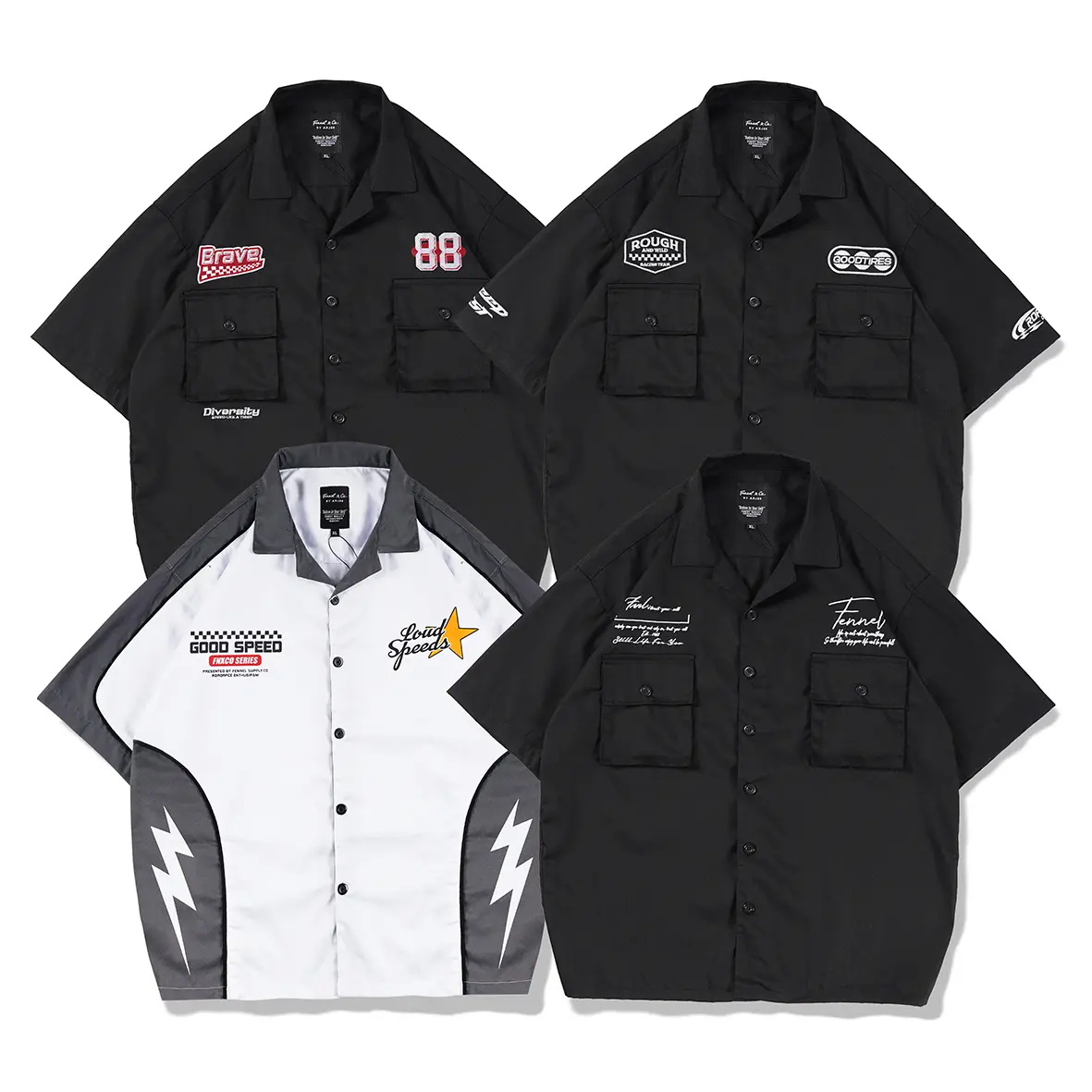 [N01586] KEMEJA WORKSHIRT OVERSIZED MOTIF FENNEL