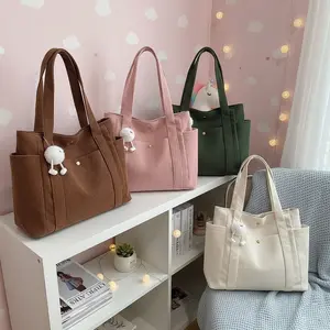 lxy Tas Totebag Coduroy Wanita Tas Slempang Cewek Fashion Korean Style Simple Tas Bahu Casual Kantong Aesthetic