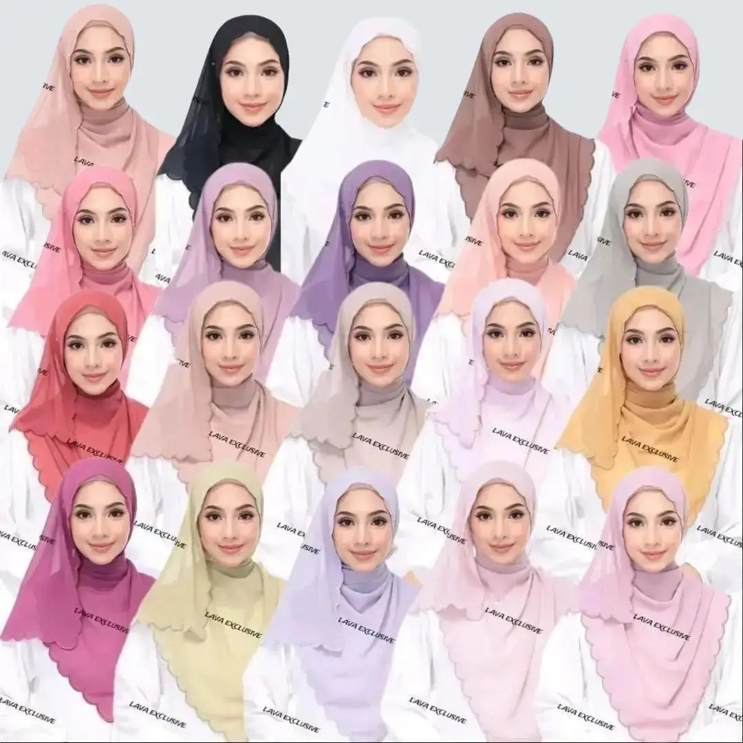 Shawl Sulam Embroidery Chiffon Premium Murah Malaysia Kahwin veil Wanita Hijab Muslimah Putih Pashmina Dusty Pink Scarves