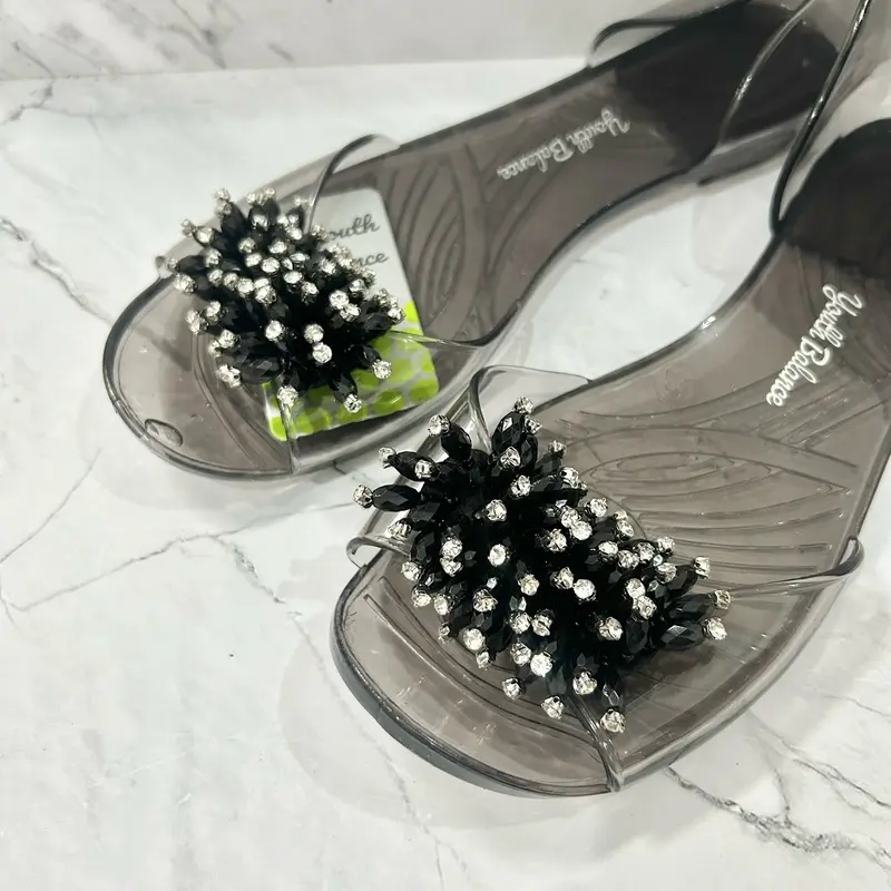 Sandal Flat Wanita Kaca Jelly Motif Terbaru Import Winola Collection WNL 186-K1 Karet flat  shoes flat shoes mules wanita 4