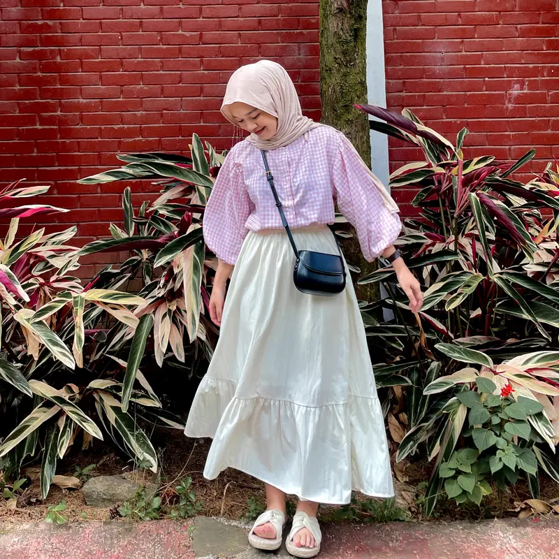 Tresa Blouse Atasan Wanita Katun Kotak Lengan Balon Oversize Busui by Kamalin 3