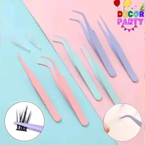 Pinset Eyelash Multifungsi / Tweezer Sticker /  Pinset Bengkok / Macaron Tweezers Penjepit Stiker
