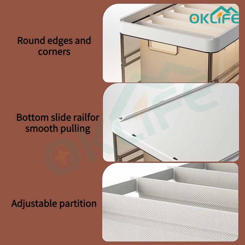 Product Introduction of [OKLIFE. SG]Foldable Clothes storage box/Stackable Plastic Storage Bins/with lid Wardrobe Clothes Organizer/Storage box 35