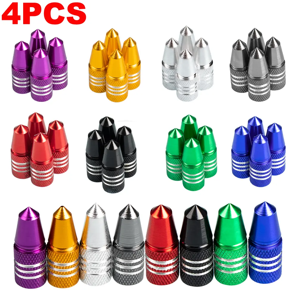 4pcs Universal Bullet Shape Alloy Car Wheel Tire Valve Air Stem Dust Caps Cover Truck Auto Vehicle Motorcycle Bicycle Accessory