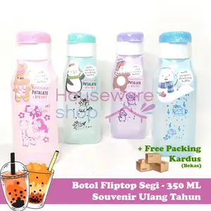 Botol Minum Flip Top Anak Segi Murah - Food Grade 350 ML Souvenir Ulang Tahun Murah
