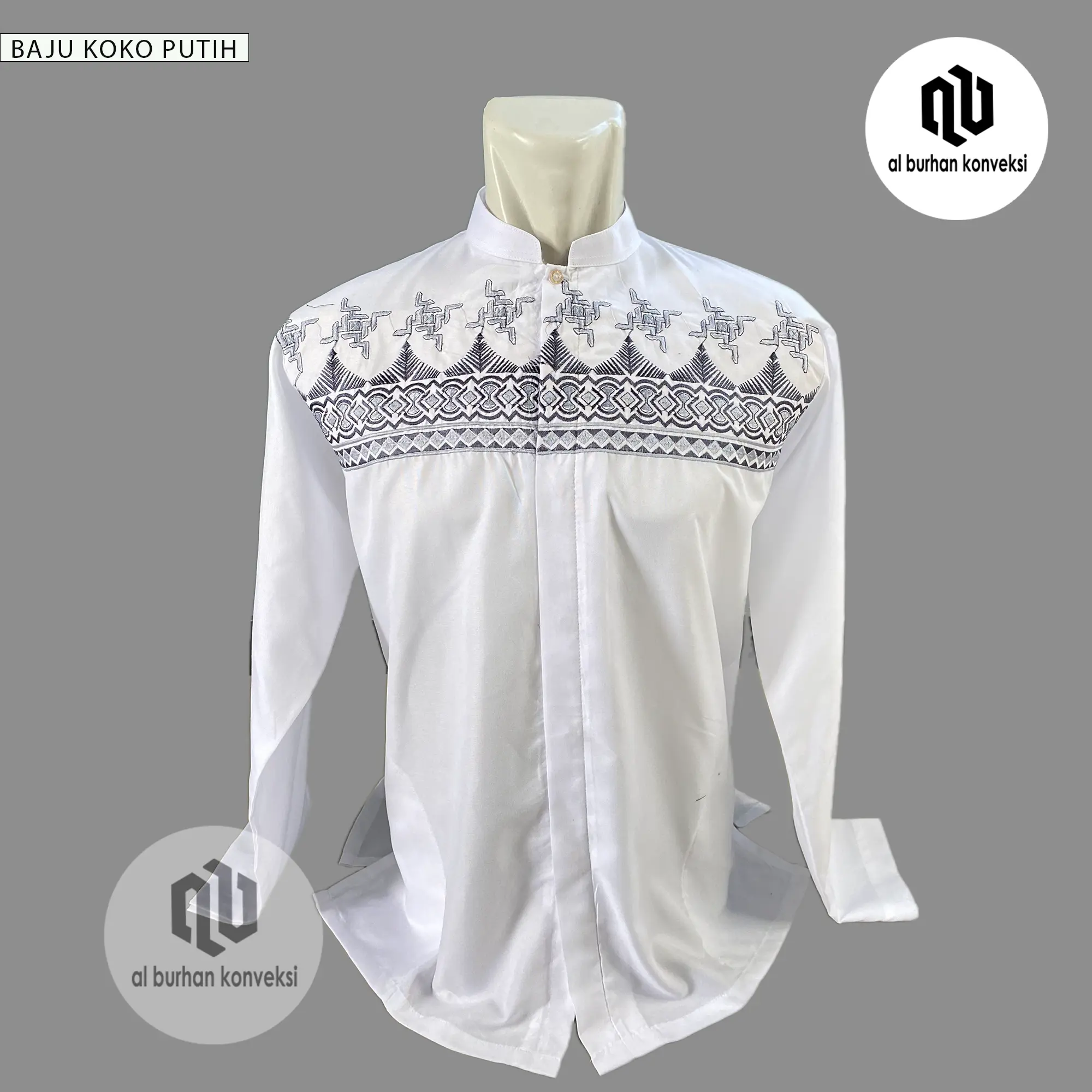 BAJU KOKO BORDIR KOMPUTER LENGAN PANJANG