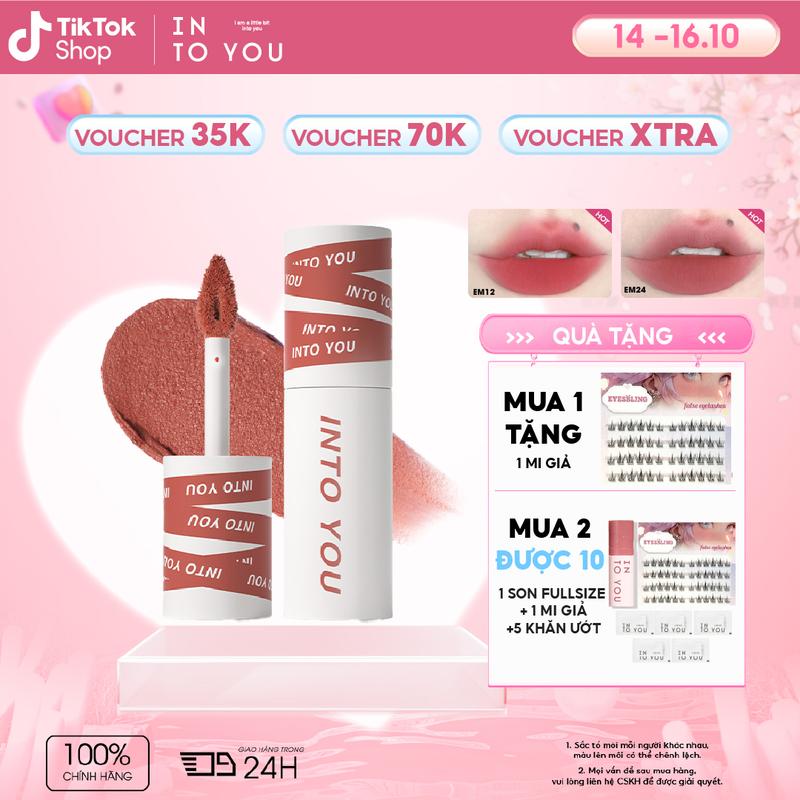 Son Bùn Nữ Chính INTO YOU Che Thâm Môi Tốt Lên Màu Chuẩn Mềm Mịn Hiệu Ứng Lì, Căng Mịn Môi, Hiệu Ứng Mờ Lì 2g Mud Liptick EM10
