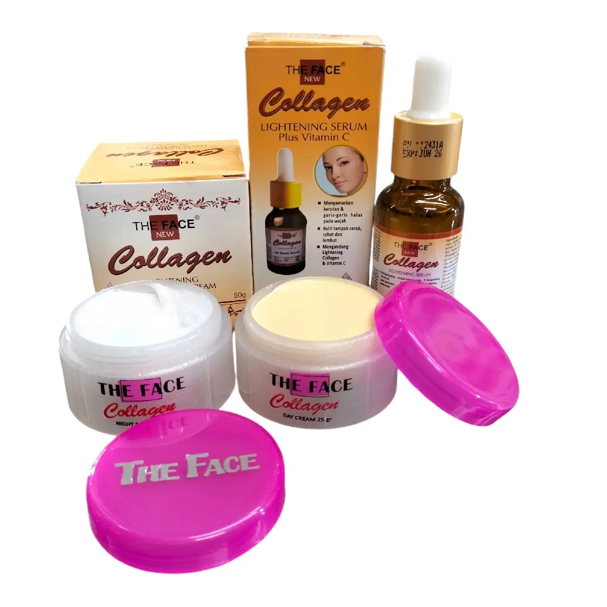 paket Collagen The Face(cream siang&malam+serum)