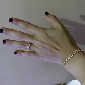 OS1-D128 Cincin & Gelang Wanita Cranberry Jewelry Premium Lapis Emas 18k Anti Luntur Anti Berubah Warna Garansi 1 Tahun Resmi Size Adjustable Kualitas Grade Terbaru Aksesoris Perhiasan Cincin Nikah Permata VVS1 Elegan COD