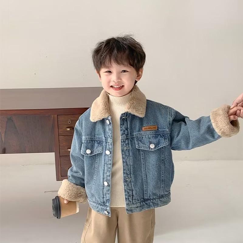  Áo khoác bò lót lông cho bé size 8-29kg mềm đẹp a tặng túi 