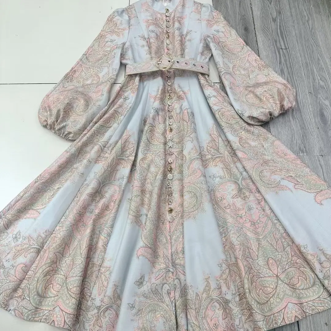 Gaun Pesta Pakaian Midi dan Etnis Terbaru dengan Kancing Berlian Dress