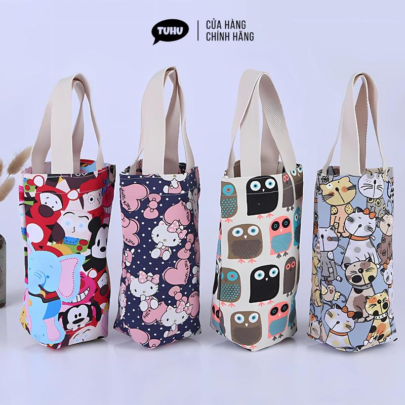 Túi canvas đựng ly giữ nhiệt túi vải đựng bình ly cốc giữ nhiệt tiện lợi đi học đi làm - TUHUHOUSE