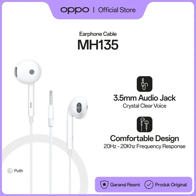 OPPO Half-Ear Earphones MH135 White UN