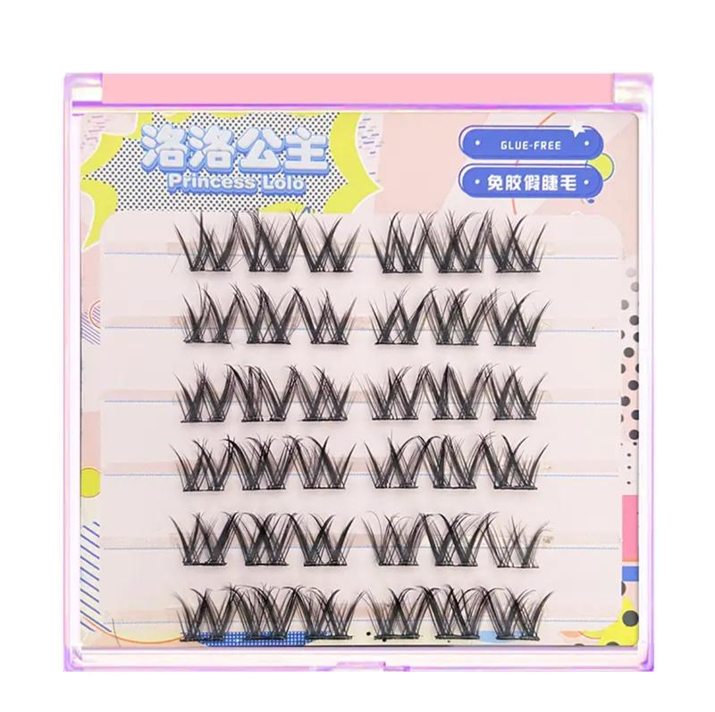 Glue-free self-adhesive false eyelashes natural thick single cluster easy to apply for beginners makeup cosmetics long-lasting wear 4