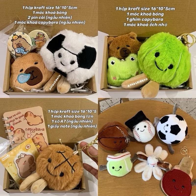 Set quà tặng móc khoá trái banh bóng đá gấu bông tặng bạn nam
