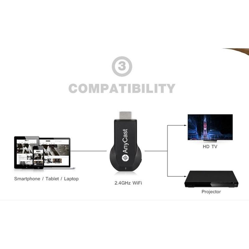 Bộ Thu màn hình Wifi, Anycast M9 Plus, Chức năng Casting, Tương thích với máy tính và máy chiếu, Miracast HDMI TV Stick, Tương thích với SeaSpark, M4 / M2 Plus 3