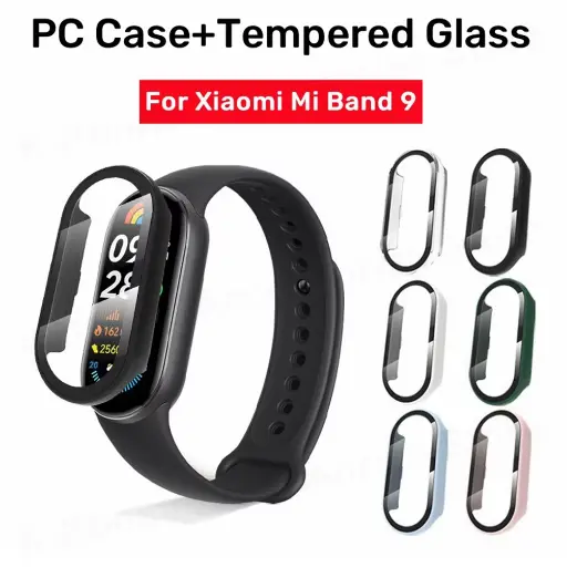 Hard Case Mi Band 9 miband 8 Tempered Glass Bumper Miband 9 8 Full Cover Silicone Screen Guard Protector