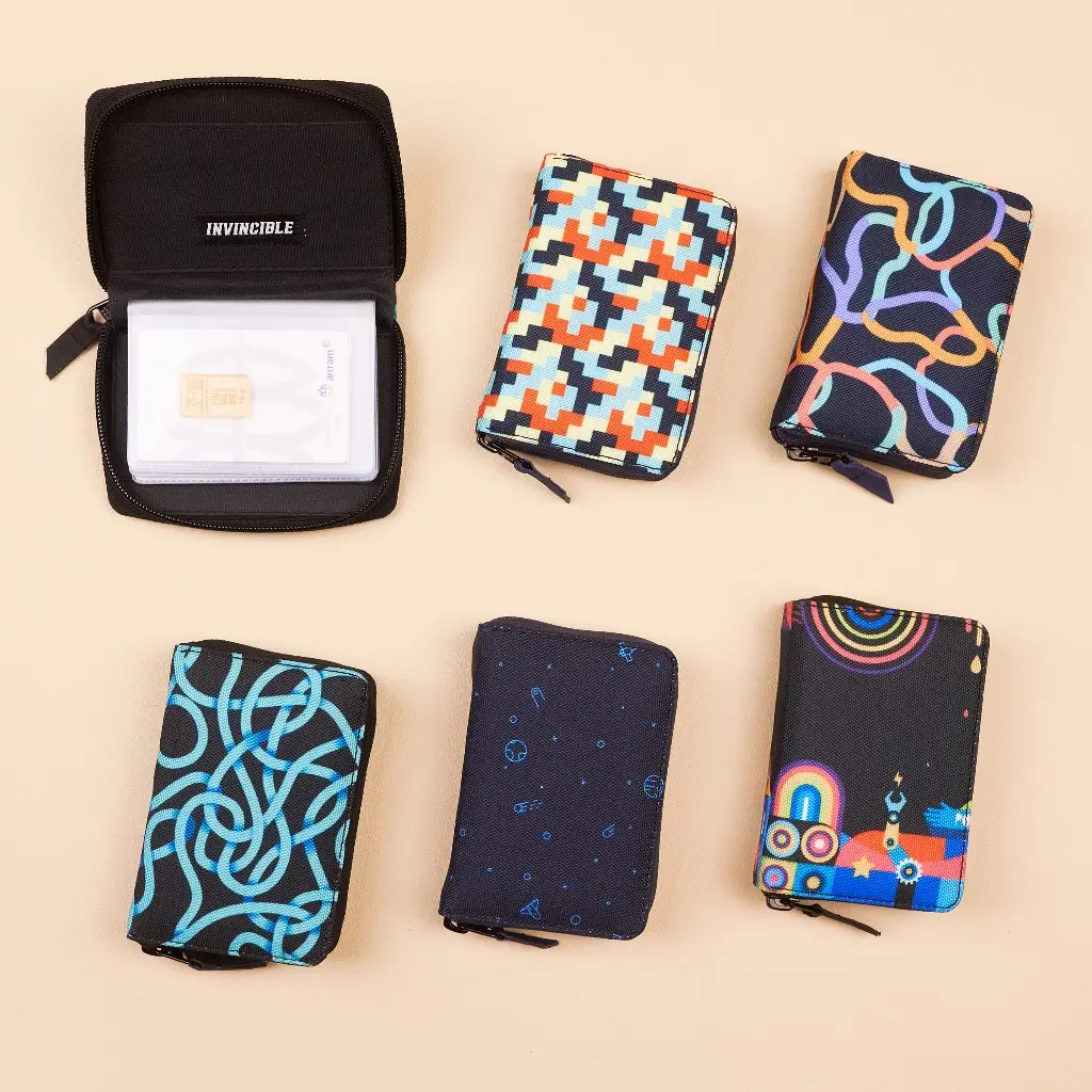 Dompet Card Holder Wallet Mini Resleting Tempat Kartu Atm Emas Antam 24 Slot