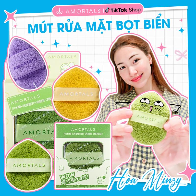 《Amortals Vietnam》Combo 4 Bông Mút Rửa Mặt Bọt Biển Amortals Hỗ Trợ Rửa Mặt Sạch, Tiện Lợi