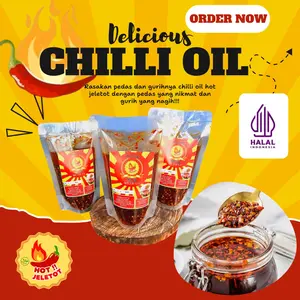 Chilli oil Hot jeletot kemasan 300 gram enak gurih nagih Dimsum Pedas Chili Makanan Saus Masakan Sauce Bahan Kecap pedas