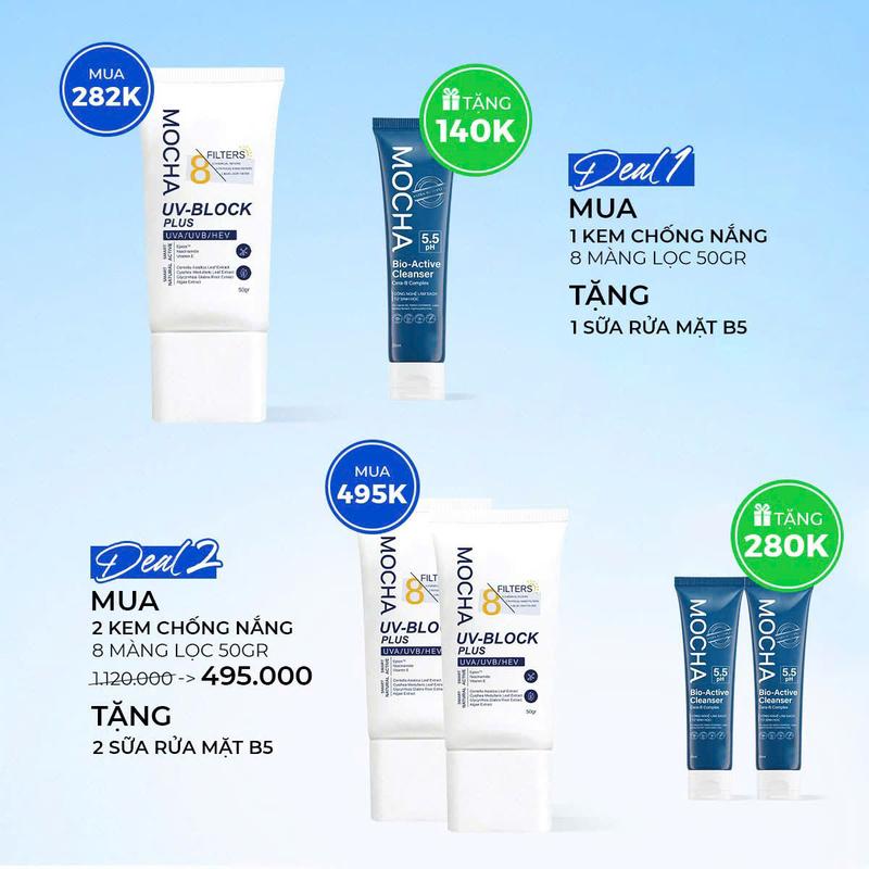 Kem Chống Nắng Mocha Derma SPF 50 PA+, Nâng Tone, Phục Hồi, Bảo Vệ Da Khỏi Tia UVA Và UVB 50g.[ CHÍNH HÃNG ] Skincare