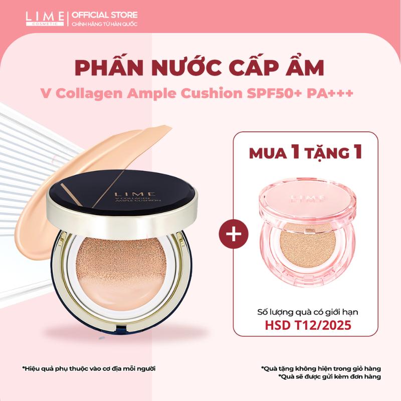 [MUA 1 TẶNG 1] LIME Phấn nước dưỡng ẩm LIME V Collagen Ample Cushion SPF 50+ PA +++